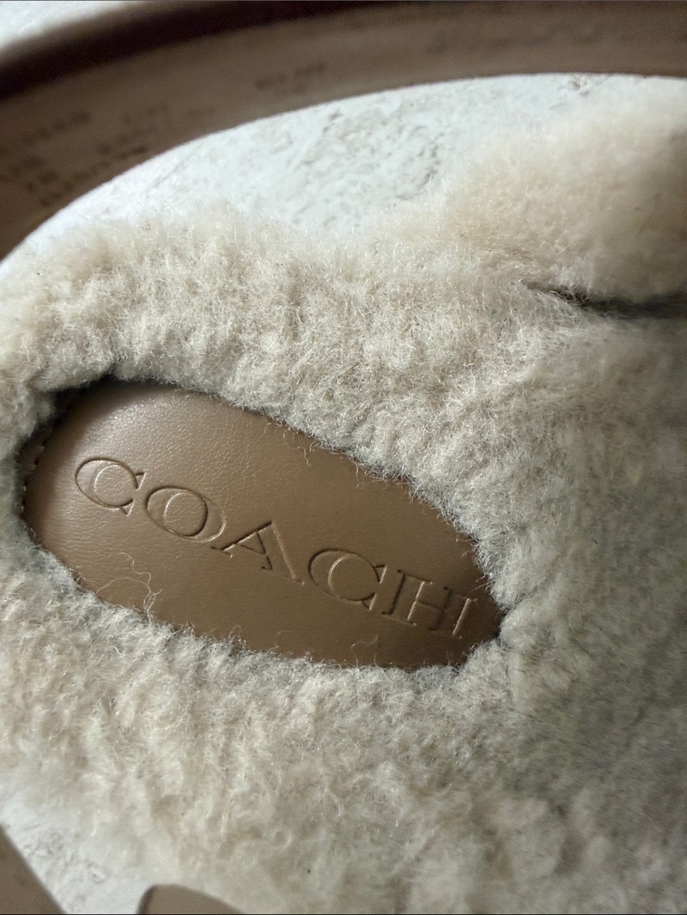 Coach ladies size 7 ..new .. Suede Shearling-Trim Clog with Gold 'C' Accen - Picture 4 of 8